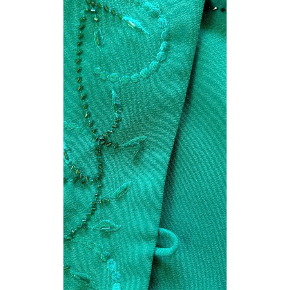 Maxie Klein Vintage 90s Emerald Green Sequin 3pc Skirt & Tank Suit Set Size 14 - Picture 10 of 11